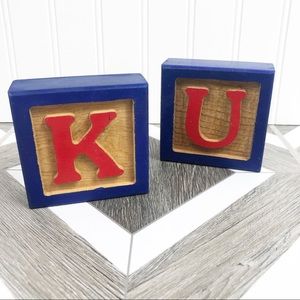 KU, University of Kansas Wooden Decor Blocks